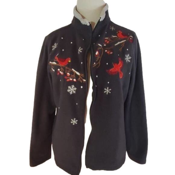 Breckenridge Christmas holiday zip up cardinals - Picture 1 of 9